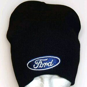 Ford Car Truck Automobile Mens Navy Blue Beanie Winter hat cap New
